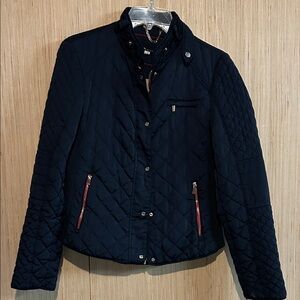 Zara Quilted Navy Bomber Jacket
